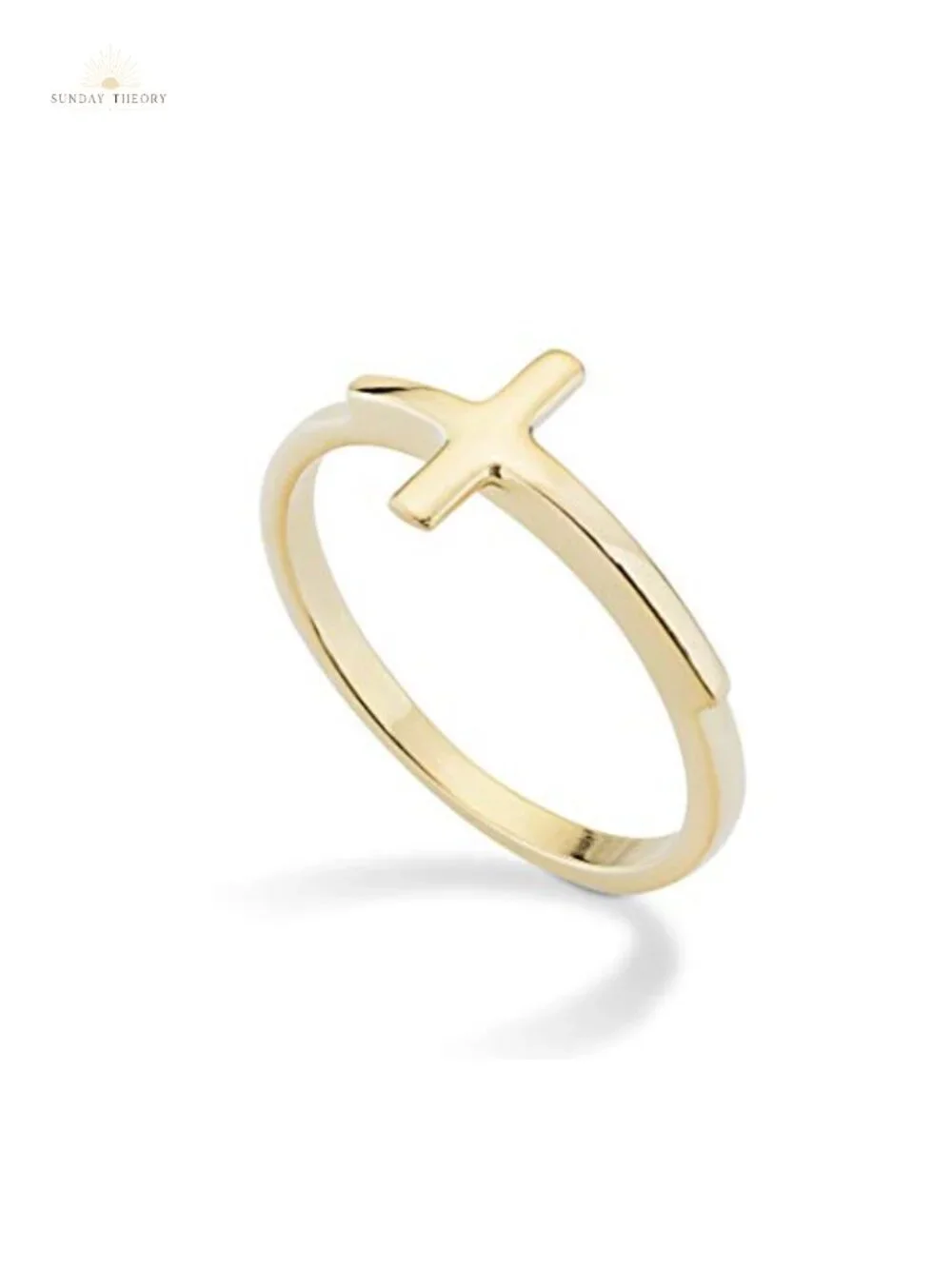 925 Sterling Silver or 18K Gold Plated Sideways Cross Ring for Women Italy